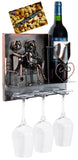 BRUBAKER Wine Bottle Holder Couple on Bench - Wall Mountable - 3 Glass Holders