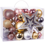 BRUBAKER 50-Piece Set Christmas Balls with Tree Top - Baubles - Christmas Tree Decorations