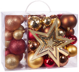 BRUBAKER 50-Piece Set Christmas Balls with Tree Top - Baubles - Christmas Tree Decorations
