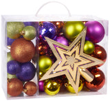 BRUBAKER 50-Piece Set Christmas Balls with Tree Top - Baubles - Christmas Tree Decorations