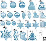 BRUBAKER 77-Piece Set Christmas Tree Decorations - Baubles - Tree Ornaments