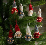 BRUBAKER 10-Piece Set Christmas Dolls - Wood/Knit - 3.2 Inches - Tree Ornaments in Wooden Box