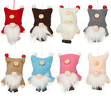 BRUBAKER 8-Piece Set Wooden and Knitted Christmas Gnomes - Tree Ornaments Pendants - 3.5 Inches - in Gift Box
