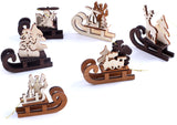 BRUBAKER 6-Pcs Sleds Pendant - Christmas Tree Hanging Ornaments Set - Wooden Christmas Tree Decorations