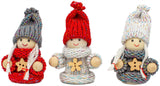 BRUBAKER 10-Piece Set Christmas Dolls - Wood/Knit - 3.2 Inches - Tree Ornaments in Wooden Box
