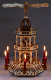 BRUBAKER Christmas Pyramid - 18 Inches - 3 Tier Carousel - Wooden Rotating Christmas Decoration Nativity Play - Hand-Painted Figures - Designed in Germany