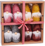 BRUBAKER 8-Piece Set Wooden and Knitted Christmas Gnomes - Tree Ornaments Pendants - 4.1 Inches - in Gift Box