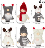 BRUBAKER 6-Piece Set Christmas Figures Made of Wood and Knit - Tree Pendants Reindeer Gnomes Winter Children - Large 3.5 - 4 Inches Tree Decorations Christmas Gnome in Gift Box