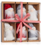 BRUBAKER 6-Piece Set Christmas Gnomes Made of Wood and Knit - Tree Pendant Santa Claus Gnomes - 3.5 Inches Tree Decoration Christmas Gnome in Gift Box