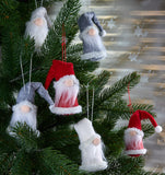 BRUBAKER 6-Piece Set Christmas Gnomes Made of Wood and Knit - Tree Pendant Santa Claus Gnomes - 3.5 Inches Tree Decoration Christmas Gnome in Gift Box