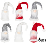 BRUBAKER 6-Piece Set Christmas Gnomes Made of Wood and Knit - Tree Pendant Santa Claus Gnomes - 3.5 Inches Tree Decoration Christmas Gnome in Gift Box