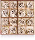 BRUBAKER 48-Pcs. Christmas Pendant Set - Wooden Tree Ornaments 1.2 - 1.6 Inches - Bells Stars Fir Tree Deco Christmas Hangers - Wooden Pendants for Christmas Tree
