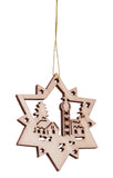 BRUBAKER 48-Pcs. Christmas Pendant Set - Wooden Tree Ornaments 1.2 - 1.6 Inches - Bells Stars Fir Tree Deco Christmas Hangers - Wooden Pendants for Christmas Tree