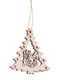 BRUBAKER 48-Pcs. Christmas Pendant Set - Wooden Tree Ornaments 1.2 - 1.6 Inches - Bells Stars Fir Tree Deco Christmas Hangers - Wooden Pendants for Christmas Tree