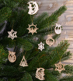 BRUBAKER 48-Pcs. Christmas Pendant Set - Wooden Tree Ornaments 1.2 - 1.6 Inches - Stars Fir Tree Santa Claus Deco Hanger Christmas - Pendants for The Christmas Tree