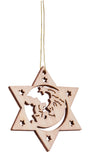 BRUBAKER 48-Pcs. Christmas Pendant Set - Wooden Tree Ornaments 1.2 - 1.6 Inches - Stars Fir Tree Santa Claus Deco Hanger Christmas - Pendants for The Christmas Tree