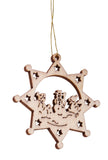 BRUBAKER 48-Pcs. Christmas Pendant Set - Wooden Tree Ornaments 1.2 - 1.6 Inches - Stars Fir Tree Santa Claus Deco Hanger Christmas - Pendants for The Christmas Tree