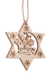 BRUBAKER 24-Pcs. Christmas Pendant Set - Wooden Tree Decorations 2.4 Inches - Stars with Bells Candles and Nutcracker - Deco Hanger Christmas - Pendants Christmas Tree