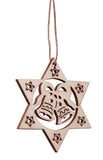 BRUBAKER 24-Pcs. Christmas Pendant Set - Wooden Tree Decorations 2.4 Inches - Stars with Bells Candles and Nutcracker - Deco Hanger Christmas - Pendants Christmas Tree