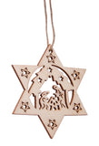 BRUBAKER 24-Pcs. Christmas Pendant Set - Wooden Tree Decorations 2.4 Inches - Stars with Bells Candles and Nutcracker - Deco Hanger Christmas - Pendants Christmas Tree