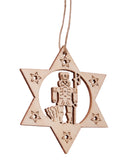 BRUBAKER 24-Pcs. Christmas Pendant Set - Wooden Tree Decorations 2.4 Inches - Stars with Bells Candles and Nutcracker - Deco Hanger Christmas - Pendants Christmas Tree