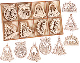 BRUBAKER 24-Pcs. Christmas Pendant Set - Wooden Tree Ornaments 2.4 Inches - Angels Bells Fir Tree - Deco Hanger Christmas - Christmas Tree Pendants Ornaments