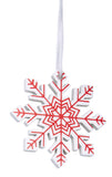 BRUBAKER 24-Pcs Christmas Pendant Set - Tree Ornaments Red White Made of Wood 1.2 - 1.6 Inches - Rocking Horses Stars Bells - Wooden Pendants Christmas Tree Decoration