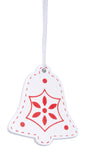 BRUBAKER 24-Pcs Christmas Pendant Set - Tree Ornaments Red White Made of Wood 1.2 - 1.6 Inches - Rocking Horses Stars Bells - Wooden Pendants Christmas Tree Decoration