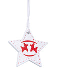 BRUBAKER 24-Pcs Christmas Pendant Set - Tree Ornaments Red White Made of Wood 1.2 - 1.6 Inches - Rocking Horses Stars Bells - Wooden Pendants Christmas Tree Decoration