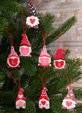 BRUBAKER 16-Pcs. Deco Pendants Love Dwarfs Set - Approx. 2.4 Inches - Heart Christmas Pendant Love - Wooden Tree Decorations for Valentine’s Day, Christmas or DIY Decorations - Red Pink