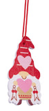 BRUBAKER 16-Pcs. Deco Pendants Love Dwarfs Set - Approx. 2.4 Inches - Heart Christmas Pendant Love - Wooden Tree Decorations for Valentine’s Day, Christmas or DIY Decorations - Red Pink