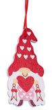 BRUBAKER 16-Pcs. Deco Pendants Love Dwarfs Set - Approx. 2.4 Inches - Heart Christmas Pendant Love - Wooden Tree Decorations for Valentine’s Day, Christmas or DIY Decorations - Red Pink