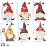 BRUBAKER 24-Piece Christmas Pendant Gnome Set - Wooden Tree Decorations 2.3 Inches - Funny Gnomes with Christmas Hats and Gifts - Wooden Christmas Pendants - Christmas Tree Decorations