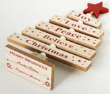 BRUBAKER Wooden Christmas Tree - Decoration - Natural Colors - Red - 6.3 x 9.4 x 1.8 inches