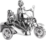 BRUBAKER Nuts and Bolts Sculpture Motorcycle with Sidecar - Handmade Iron Figure Metal Man - 9.1 Inches Metal Figure Gift for Motorcyclists and Motorcycle Fans