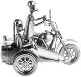 BRUBAKER Nuts and Bolts Sculpture Motorcycle with Sidecar - Handmade Iron Figure Metal Man - 9.1 Inches Metal Figure Gift for Motorcyclists and Motorcycle Fans