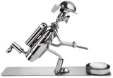 BRUBAKER Nuts and Bolts Sculpture Fireman with Tealight Holder - Handmade Iron Figure Metal Man - Metal Figure Gift for Firefighters Firewomen