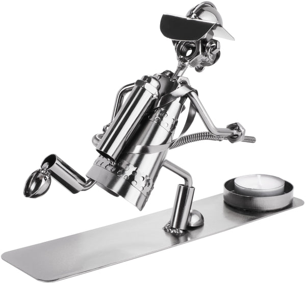 BRUBAKER Nuts and Bolts Sculpture Fireman with Tealight Holder - Handm