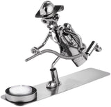BRUBAKER Nuts and Bolts Sculpture Fireman with Tealight Holder - Handmade Iron Figure Metal Man - Metal Figure Gift for Firefighters Firewomen
