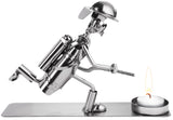 BRUBAKER Nuts and Bolts Sculpture Fireman with Tealight Holder - Handmade Iron Figure Metal Man - Metal Figure Gift for Firefighters Firewomen