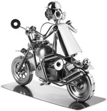 BRUBAKER Nuts and Bolts Sculpture Motorcyclist - Handmade Iron Figure Metal Man - Metal Figure Gift for Motorcycle Fans