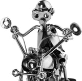 BRUBAKER Nuts and Bolts Sculpture Motorcyclist - Handmade Iron Figure Metal Man - Metal Figure Gift for Motorcycle Fans