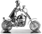 BRUBAKER Nuts and Bolts Sculpture Motorcyclist - Handmade Iron Figure Metal Man - Metal Figure Gift for Motorcycle Fans