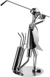 BRUBAKER Nuts and Bolts Sculpture Golf Player - Handmade Metal Man Figure Golf - Art Figure with Bolts and Metal Pieces - Gift Idea for Golf Fans