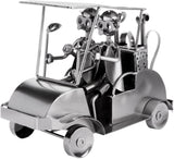 BRUBAKER Nuts and Bolts Sculpture Golf Cart - Handmade Metal Man Figure Golf - 9.4 Inches Art Figure with Bolts and Metal Pieces - Gift Idea for Golf Fans