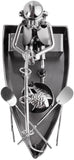 BRUBAKER Nuts and Bolts Sculpture Angler in Boat - Handmade Metal Man Figure Fishing - Art Figure with Bolts and Metal Pieces - Gift Idea for Anglers and Fishermen