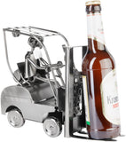 BRUBAKER Nuts and Bolts Sculpture Forklift - Forklift Driver Silver Iron Metal Man - Beer Bottle Holder Figure - Handmade Gift for Warehouse Clerk Logistician