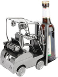 BRUBAKER Nuts and Bolts Sculpture Forklift - Forklift Driver Silver Iron Metal Man - Beer Bottle Holder Figure - Handmade Gift for Warehouse Clerk Logistician