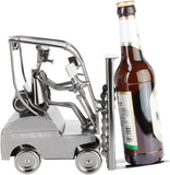 BRUBAKER Nuts and Bolts Sculpture Forklift - Forklift Driver Silver Iron Metal Man - Beer Bottle Holder Figure - Handmade Gift for Warehouse Clerk Logistician