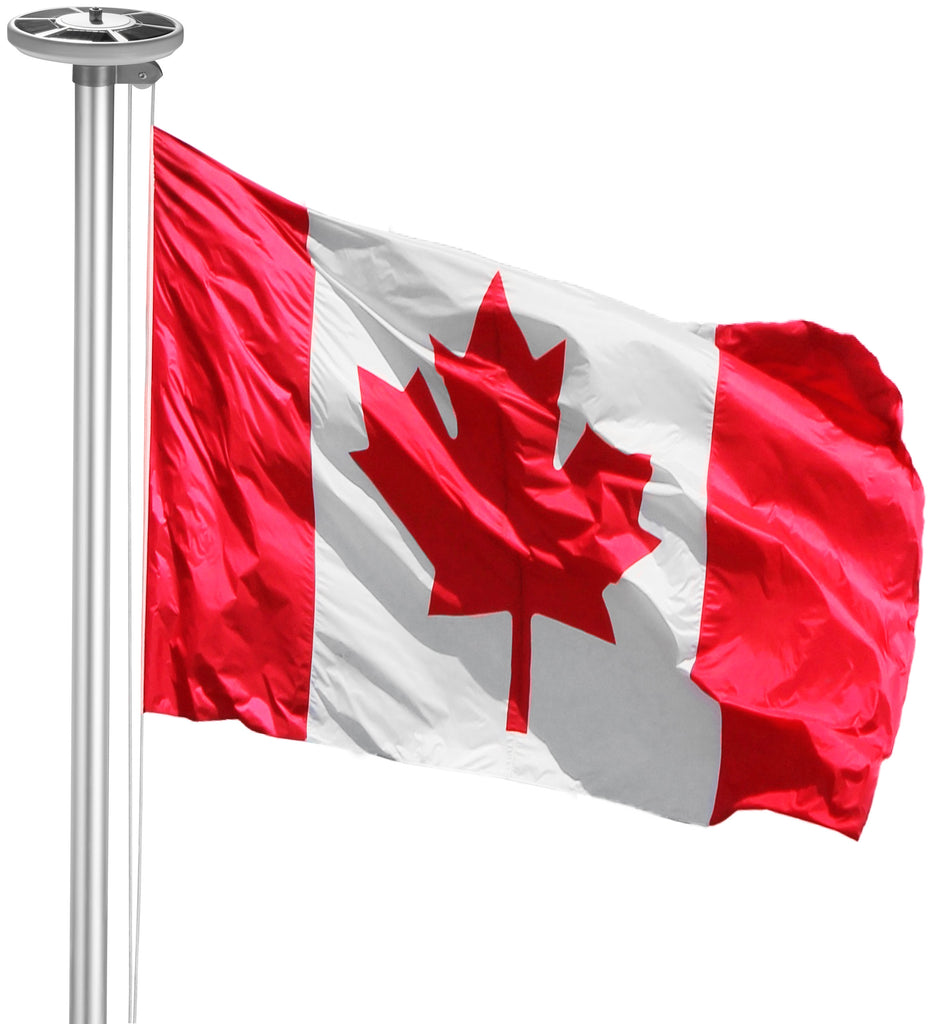 BRUBAKER Flag Pole Set with Canada Flag and Solar Lights - 20 or 13 Ft In-Ground Aluminum Pole, 3 x 5 Ft Canadian Flag and Solar Powered Automatic Flag Pole Lights Kit